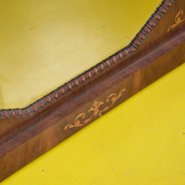 Antique Charles X Empire Octagonal Mirror in Inlaid Wood For Sale - Image 6 of 11