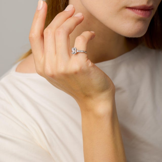 1950s 1950s Gia 2.09 D Vvs2 Emerald Cut Diamond Platinum Engagement Ring, Size 5.25 For Sale - Image 5 of 7