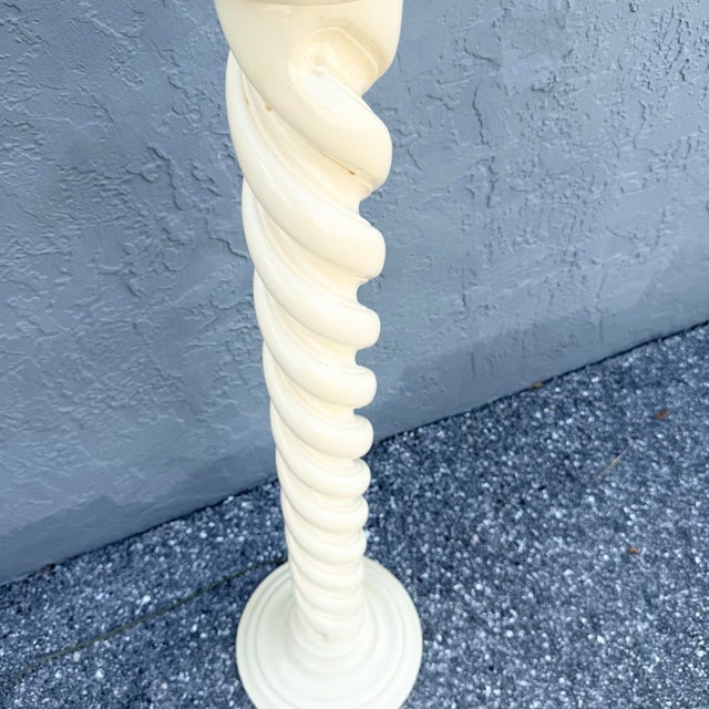 Postmodern Postmodern Cream Spiral Wooden Floor Lamp For Sale - Image 3 of 7