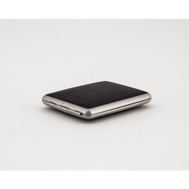 German Stainless Steel Cigarette Case with Leather Inlay, 1930s For Sale - Image 4 of 18