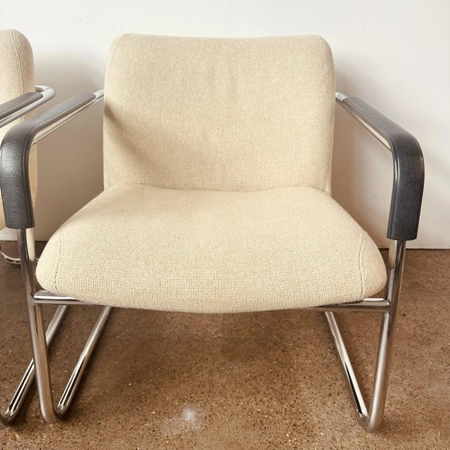 Pair of Mid Century Tubular Chrome Client Chairs For Sale - Image 10 of 10
