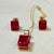 24 Carat Cushion Cut Treated Ruby Earring & Pendant Set 14 Kt Yellow Gold Chain For Sale In New York - Image 6 of 8