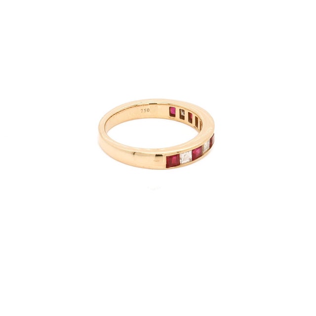 Vintage Tiffany & Co. 18k Gold, Diamond, and Ruby Half Eternity Band Ring For Sale - Image 9 of 11