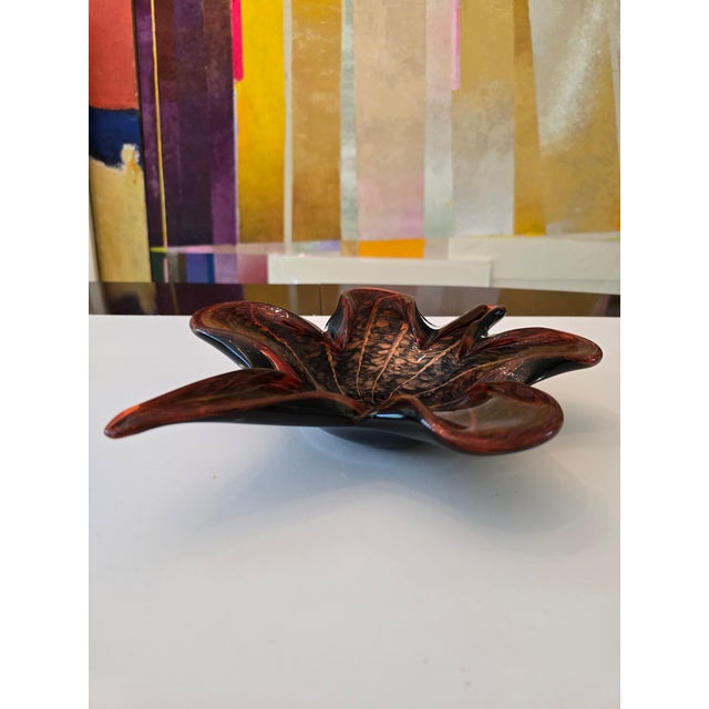 Vintage Mid Century Modern Murano Style Leaf Centerpiece For Sale In Boston - Image 6 of 8