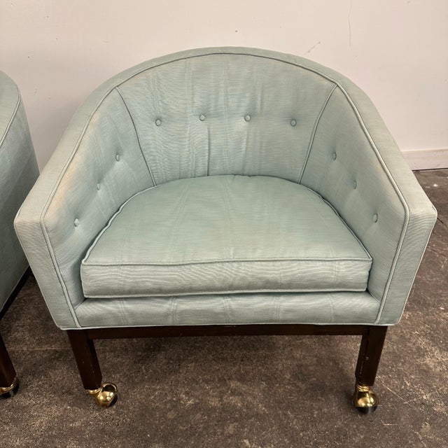 Textile Pair of Kipp Stewart for Directional Barrel Chair on Casters For Sale - Image 7 of 12