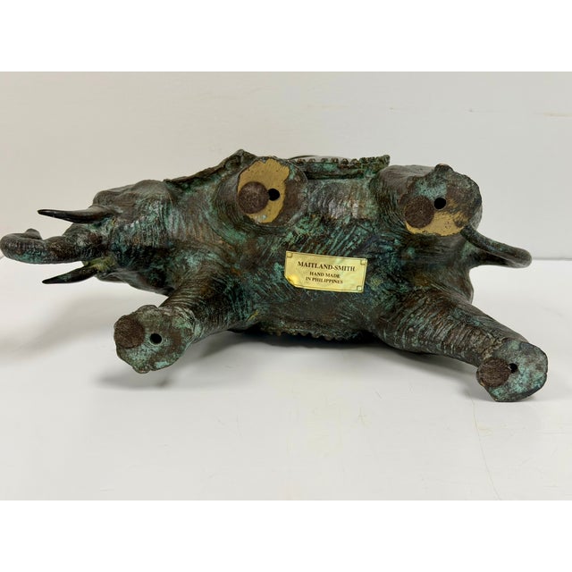 Vintage Maitland-Smith Bronze Elephant Sculpture Candle Holder For Sale - Image 11 of 12