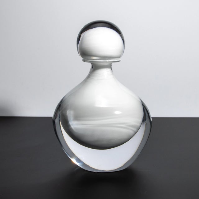 Glass Hand Blown Murano Bottle in Crystal White Large For Sale - Image 7 of 10