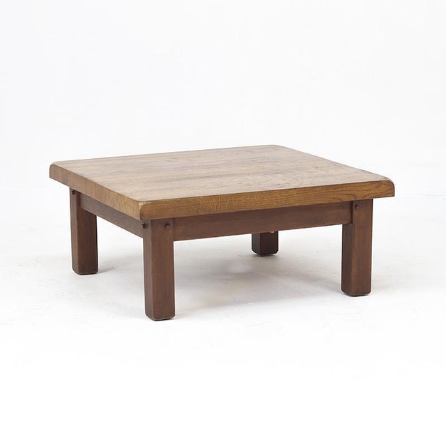 Brown Mid-Century Brutalist Coffee Table in Oak, 1960s For Sale - Image 8 of 9