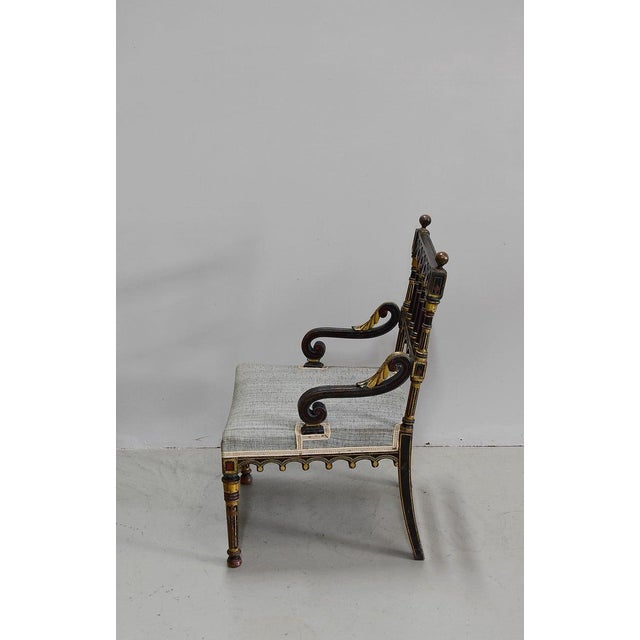 Small Napoleon III Blackened Wood Armchair, Mid-19th Century For Sale - Image 4 of 15
