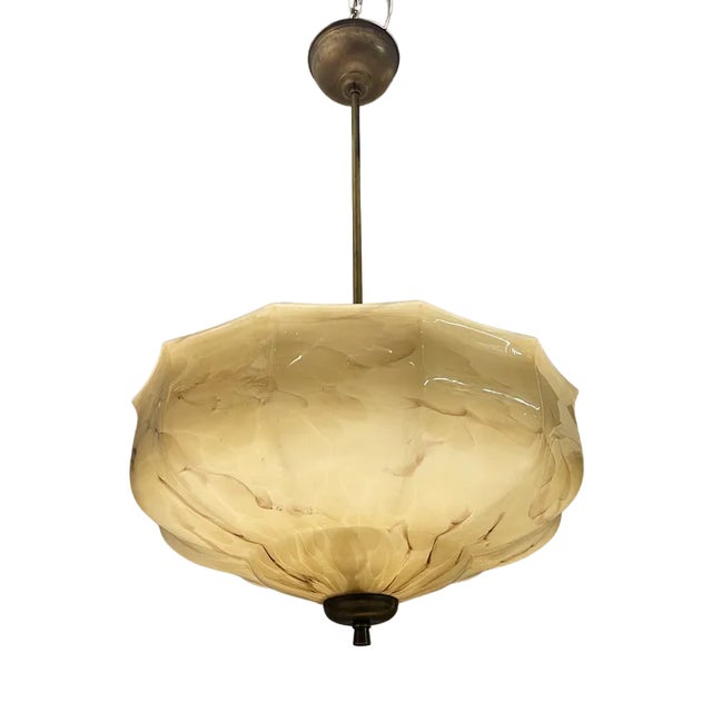 Opaline Glass Pendant Light, 1940s For Sale