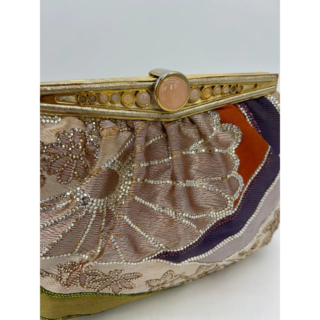 Judith Leiber Vintage Silk and Swarovski Crystal Multicolor Clutch For Sale - Image 9 of 12