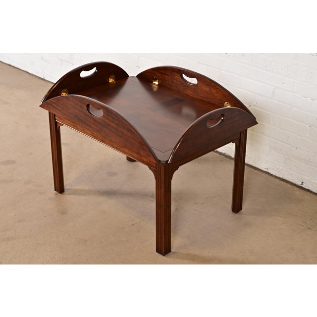 Brown Baker Furniture Chippendale Mahogany Butler's Coffee Table For Sale - Image 8 of 15