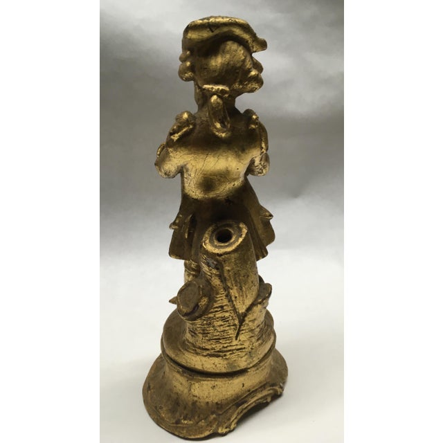 Ceramic French 19th Century Figural Boy Gilt Gold Ceramic Bud Vase For Sale - Image 7 of 10