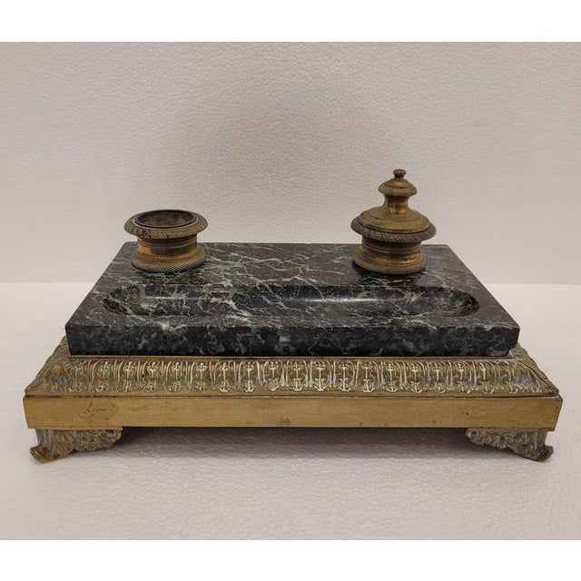 Napoleon III Desktop Set in Marble and Bronze, France, 1800s For Sale - Image 15 of 18