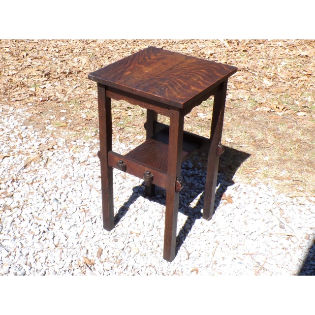 Vintage Mission Oak Arts & Crafts Side Table Plant Stand End Table For Sale - Image 13 of 15