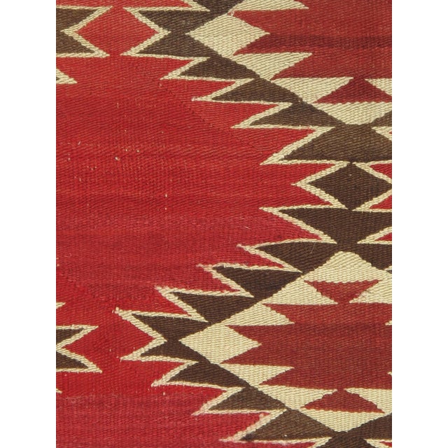Authentic Navajo Rug Early Red Field Geometric Textile Hand-Spun Wool Circa 1900 For Sale - Image 12 of 18