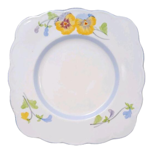 1940s a.b.j. Grafton China 9" Plate Square Pansies Floral England Cottagecore