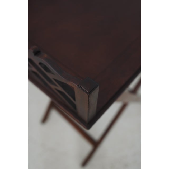 1980s Baker Mahogany Chippendale Style Butlers Tray Table For Sale - Image 5 of 15