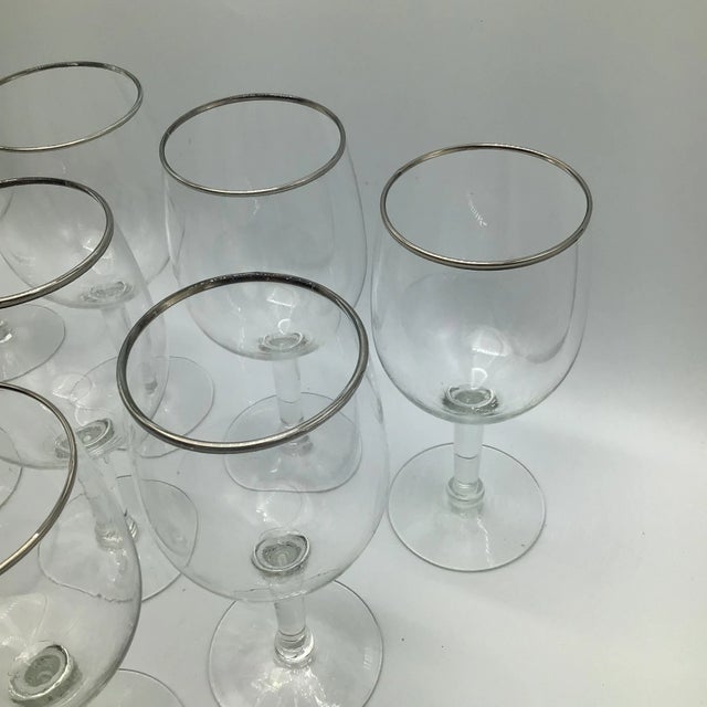 Platinum Rim Crystal Wine/Water Glasses-Set of 10 For Sale - Image 9 of 13