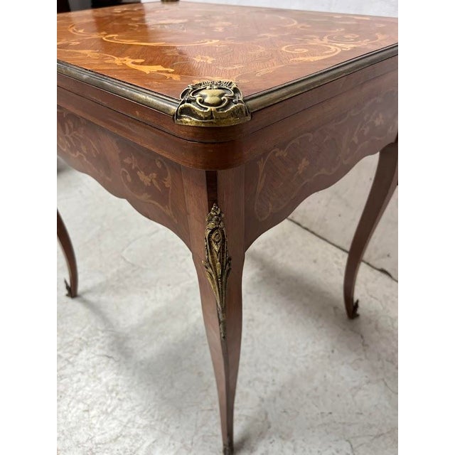 Louis XV Style Games Table with Marquetry Decoration, 20th Century For Sale - Image 11 of 15