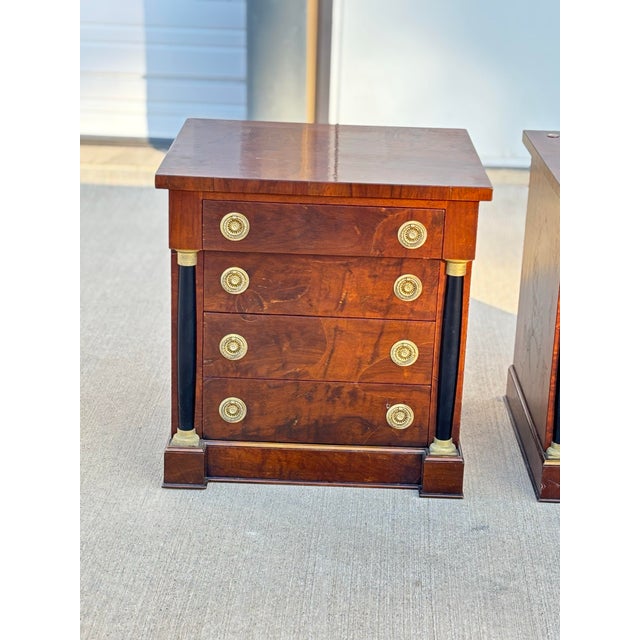 Biedermeier Pair of 1880 Biedermeier Burl Walnut Nightstands Bedside Table Sized Drawers For Sale - Image 3 of 8