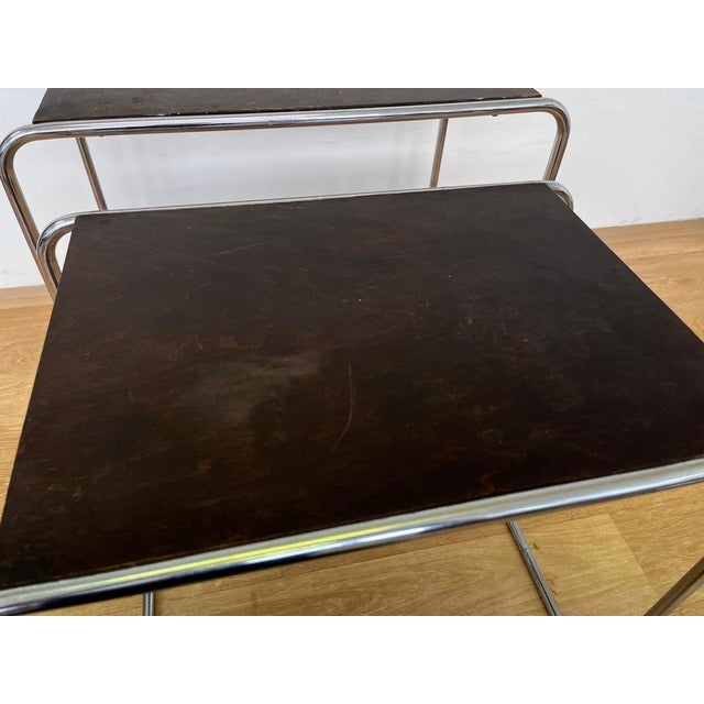 Marcel Breuer Bauhaus Chrome Nesting Tables B9, Marcel Breuer-Thonet Licensed Music Player attributed to Marcel Breuer, 1930, Set of 2 For Sale - Image 4 of 7