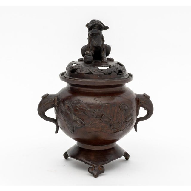 Bronze Chinese Patinated Bronze Tripod Censer For Sale - Image 8 of 12