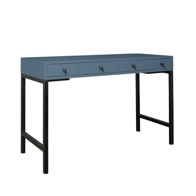 Teal Maple Writing Desk - Regatta Blue For Sale - Image 8 of 8