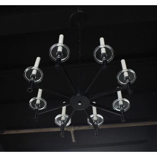 Metal Vintage Mid Century Chrome and Glass Light Fixture For Sale - Image 7 of 10