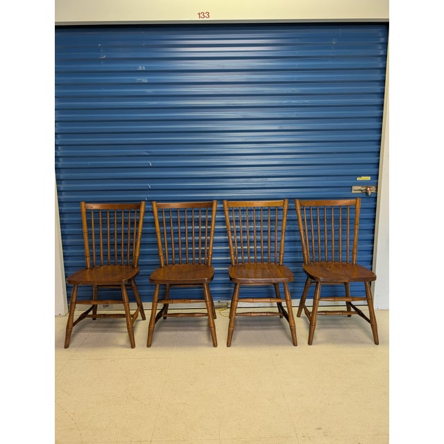 L. & J.G. Stickley, Inc. Vintage Mid-Century Stickley Cherry Valley Spindle Back Dining Chairs - Set of 6 (2 Arm, 4 Side) For Sale - Image 4 of 16