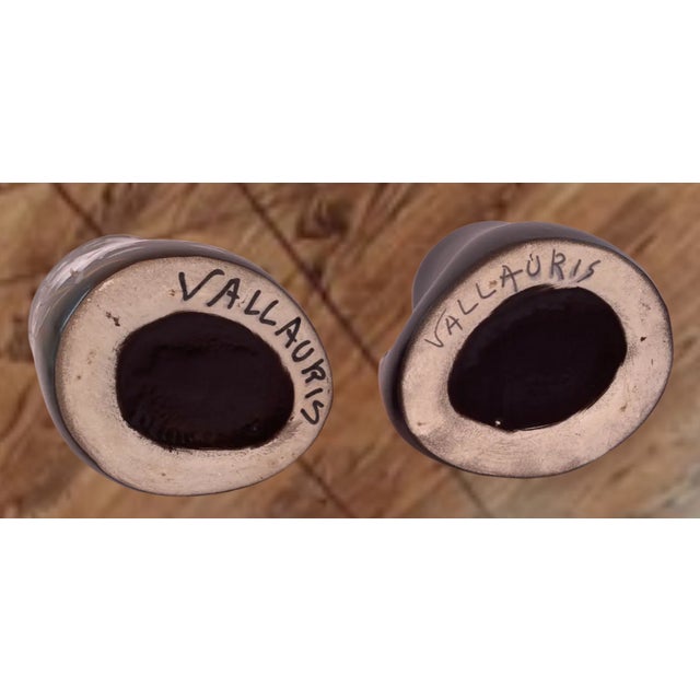 Mid-Century Vallauris Black White Floral Blossoms Terracotta Mugs- A Pair For Sale - Image 17 of 18