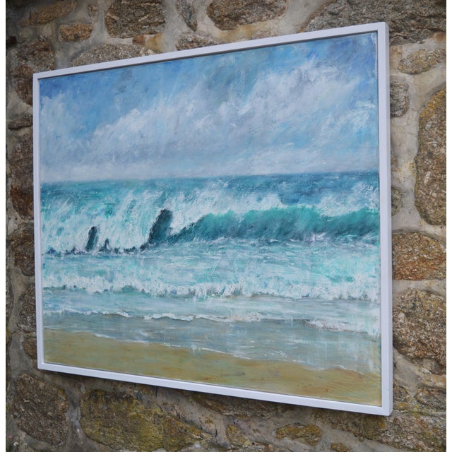 Too Rough to Swim, Too Good to Miss. Contemporary Seascape by Penny Rumble, Framed For Sale - Image 4 of 5