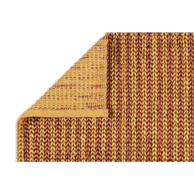 Part & Parcel Goods Jute Braid Rug, 8'x10', Topaz and Mustard Stripe For Sale - Image 4 of 5