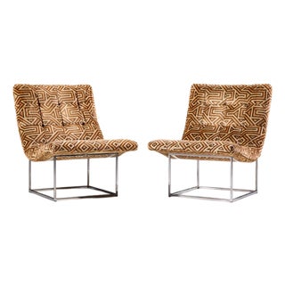 Milo Baughman for Thayer Coggin Mid Century Thin Line Scoop Chairs - Pair For Sale