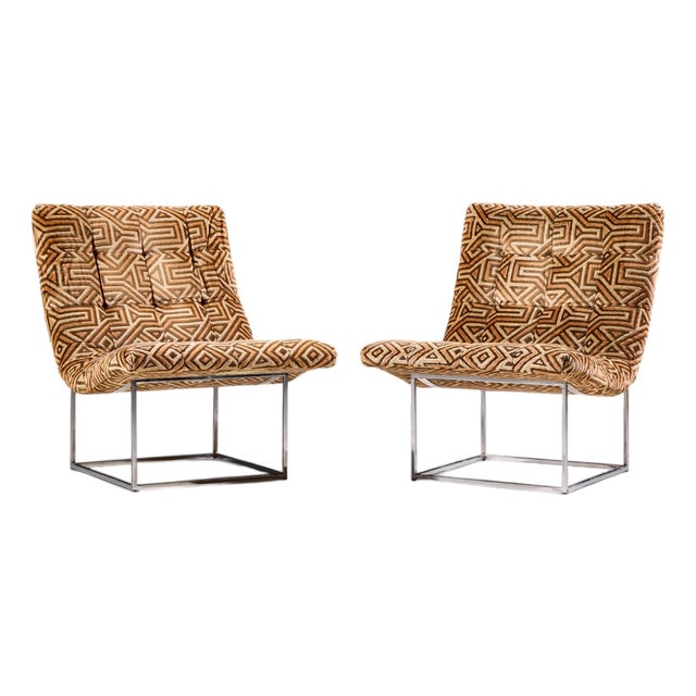 Milo Baughman for Thayer Coggin Mid Century Thin Line Scoop Chairs - Pair For Sale