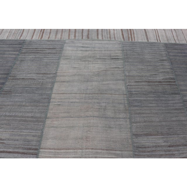 Vintage Turkish Kilim Rug With Striped Patterns in Muted Tones 13'2 X 16'0 For Sale - Image 10 of 14