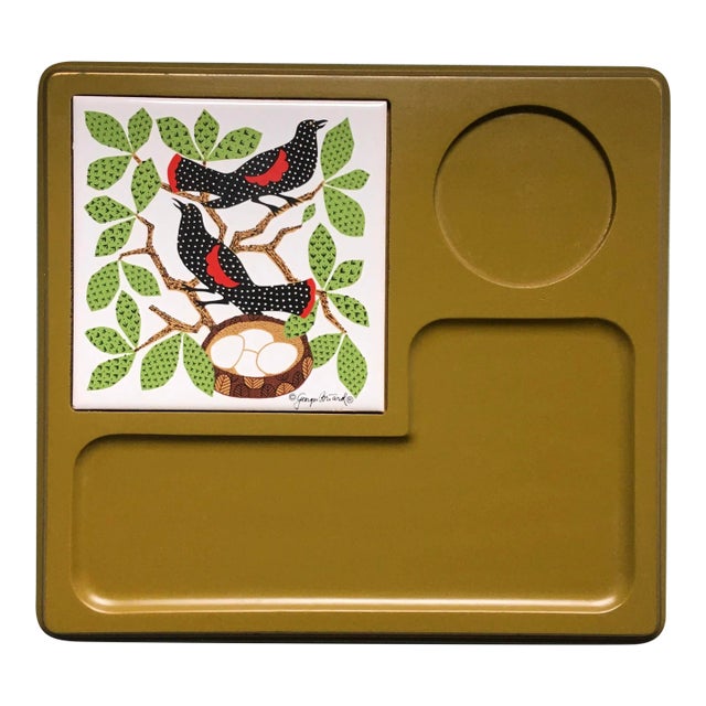 Mid 20th Century George Briard Bird Patterned Tile Serving Tray For Sale