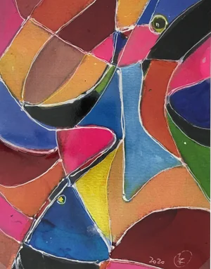 Abstract Modern “Vitrales” – Signed F, 2020