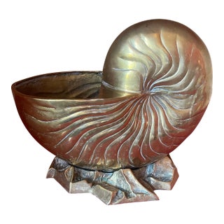 Large Vintage Brass Nautilus Shell For Sale