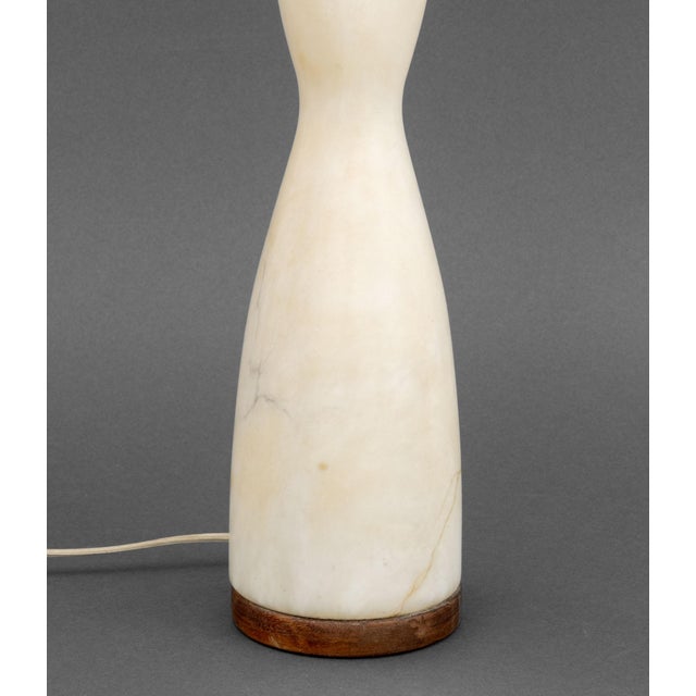 Mid-Century Modern Alabaster and Wood Table Lamp For Sale - Image 3 of 6