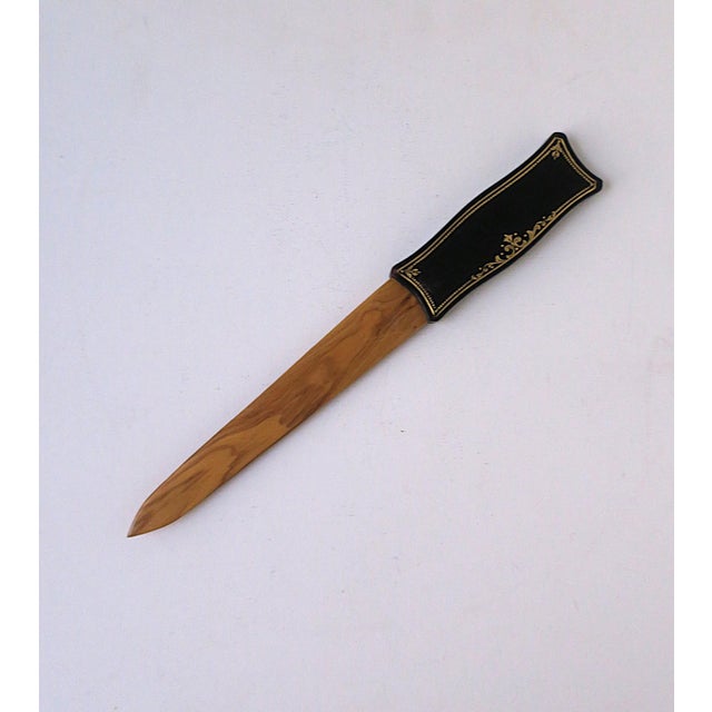 Tan Italian Letter Opener Wood and Leather, Circa Mid-20th Century For Sale - Image 8 of 10