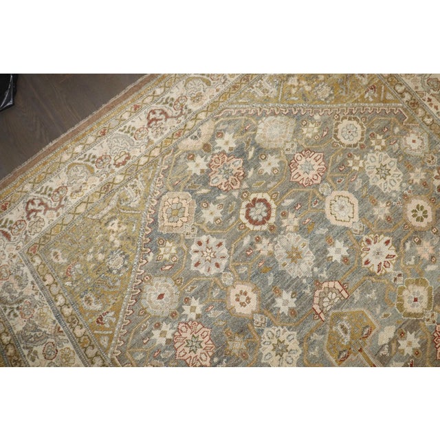 Camel Soft Green Corridor Size Persian Serab Rug rug no.j4451 For Sale - Image 10 of 10