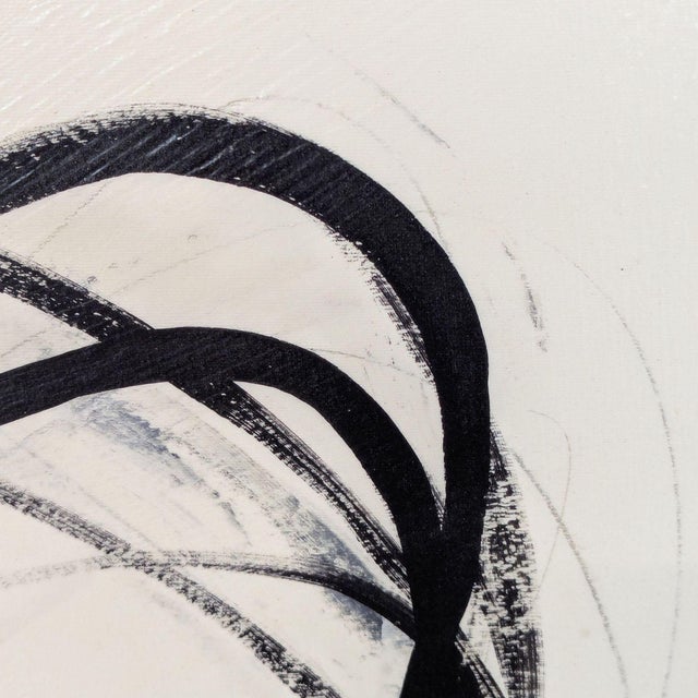 Modern Modern Abstract Black and White Framed Painting For Sale - Image 3 of 5