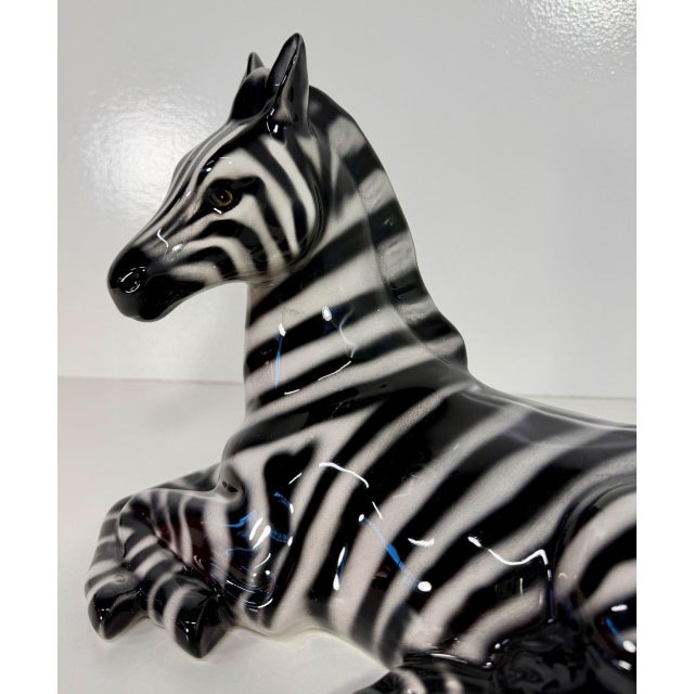 Glazed Ceramic Zebra Sculpture, Bassano, 2000s For Sale - Image 9 of 10