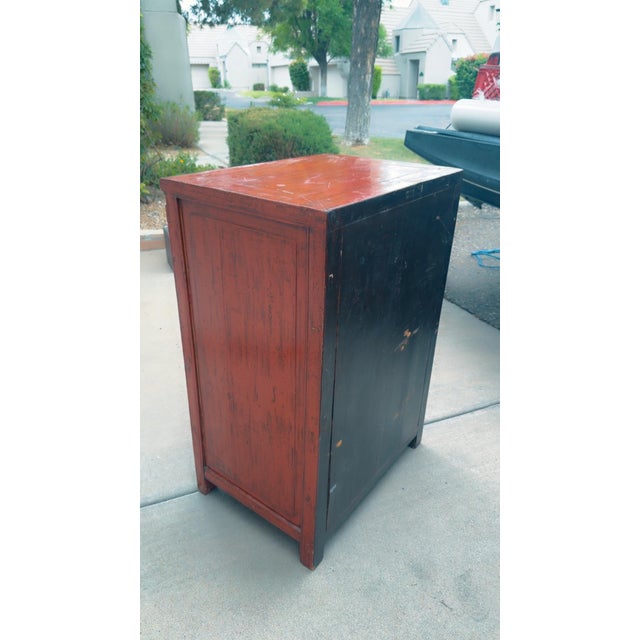 Qing Dynasty 19th Century Chinese Red Lacquer Cabinet With Drawers and Doors For Sale - Image 12 of 12