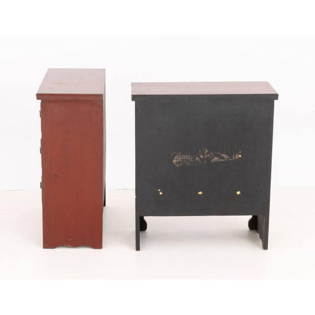 Chinese Pair of Chinese Style Red Painted Wood Apothecary Chests For Sale - Image 3 of 7