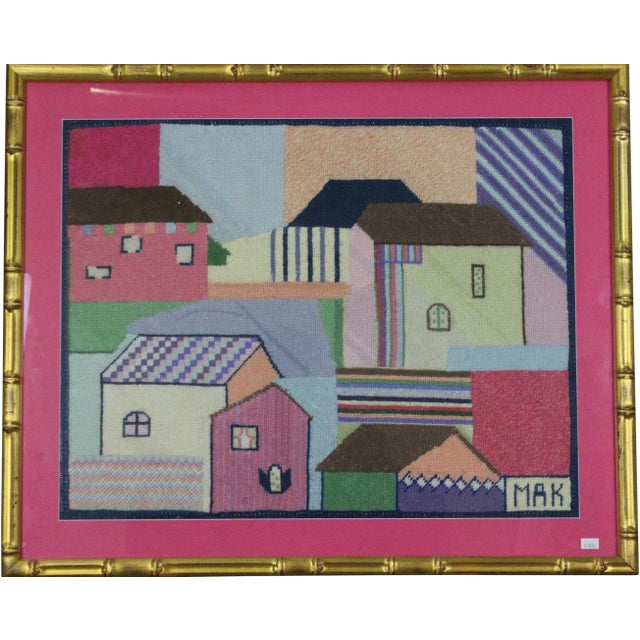 Pastel Needlepoint Bermuda Rooftops For Sale