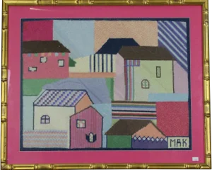 Pastel Needlepoint Bermuda Rooftops