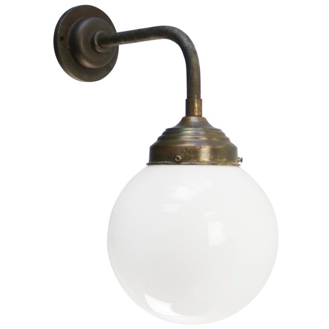 Mid-Century Modern Vintage White Opaline Glass and Cast Iron Sconce For Sale - Image 3 of 9