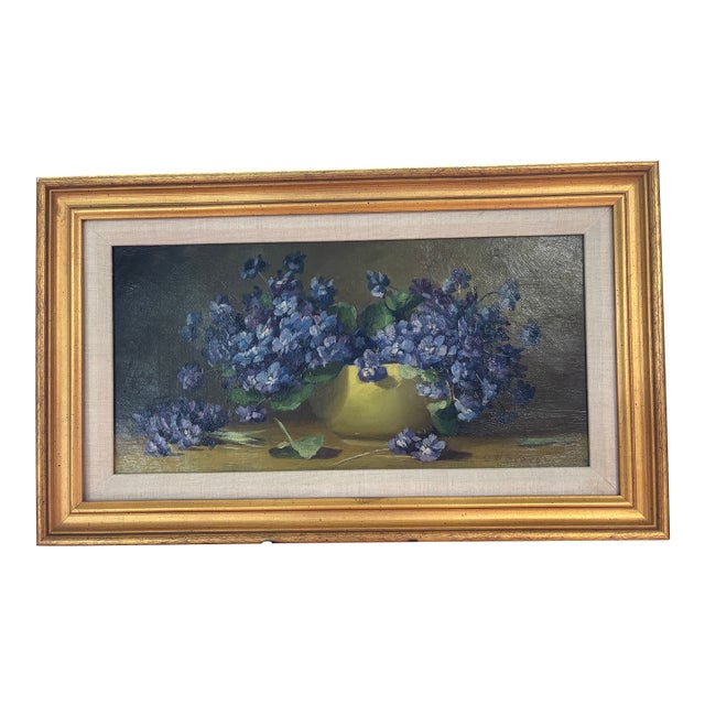 G.W. Seavey Framed Original Oil Painting Still Life Floral For Sale